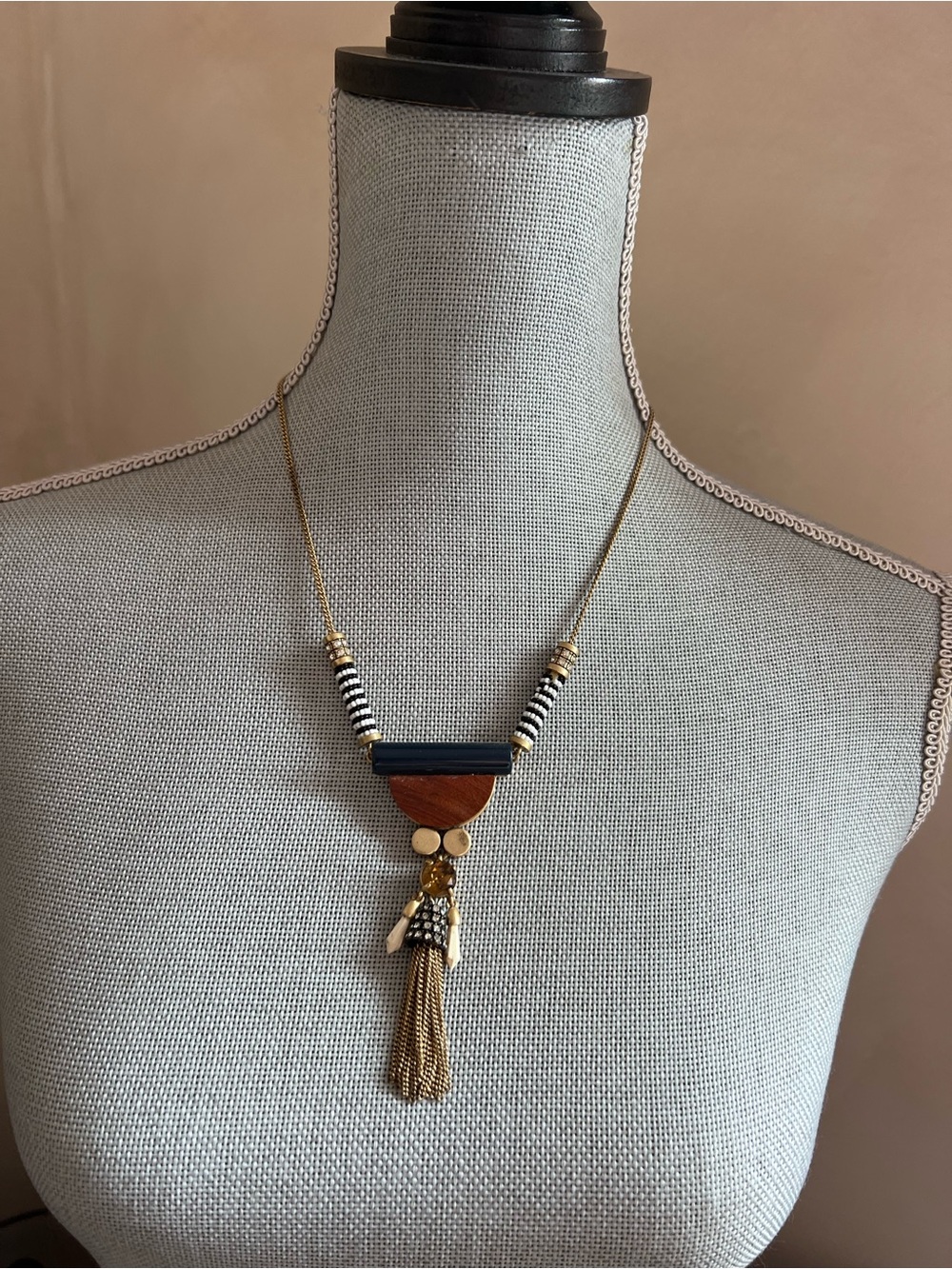 J. Crew Beaded Tassel Necklace